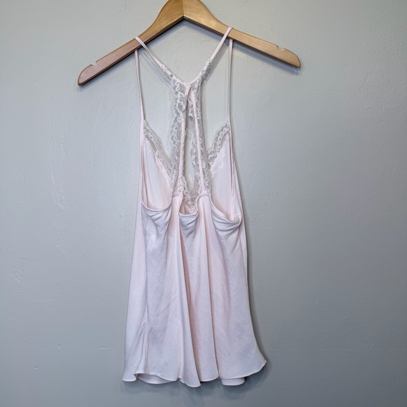 In Bloom | Soft Pink Silky Satin Lace Coquette Pajama Cami Tank Top Camisole - Picture 4 of 13